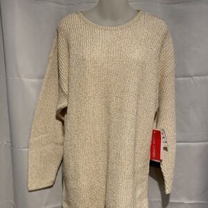 Vintage Pierre Cardin Ivory Crew Sweater Gold Metallic Oversize Medium Christ…